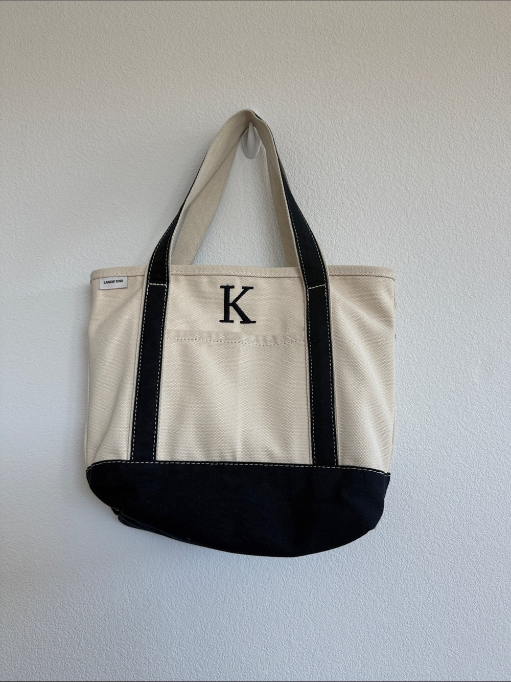 Land’s End Monogrammed “K” Canvas Tote Bag